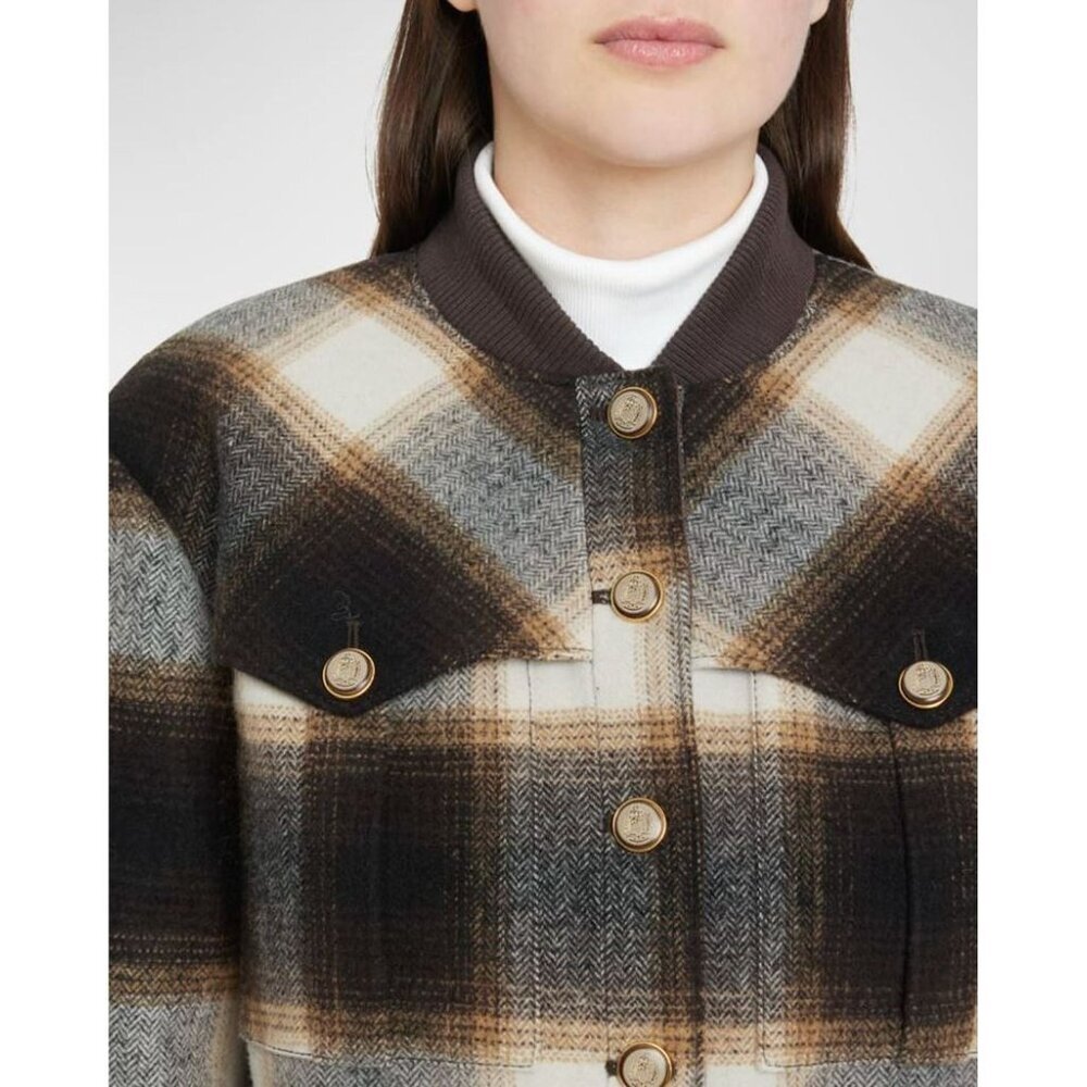 Veronica Beard Checkered Bomber Jacket - Black An… - image 4